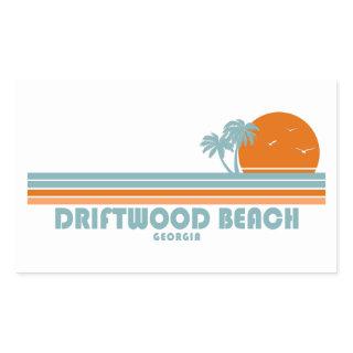 Driftwood Beach Georgia Sun Palm Trees Rectangular Sticker