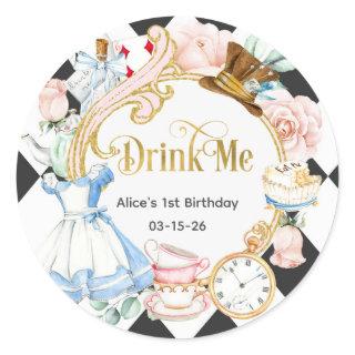 Drink me, alice Onderland, birthday  Classic Round Sticker