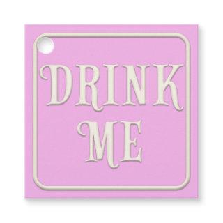 "Drink Me" Victorian Tea Party Pink Square Favor Tags