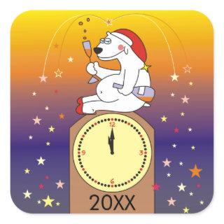 Drinking Polar Bear New Year's Eve Stickers