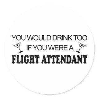 DrinkToo - Flight Attendant Classic Round Sticker