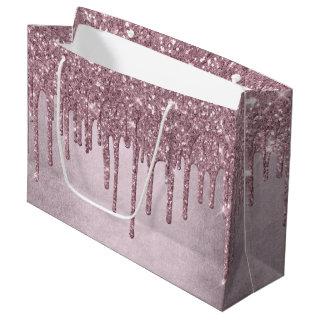 Dripping Mauve Glitter | Dusty Pink Melt Shimmer Large Gift Bag