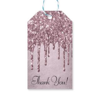 Dripping Mauve Glitter | Dusty Pink Melt Thank You Gift Tags
