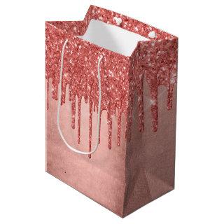 Dripping Peach Glitter | Terra Cotta Coral Orange Medium Gift Bag