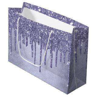 Dripping Purple Glitter | Chic Lavender Icing Pour Large Gift Bag