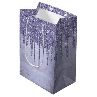 Dripping Purple Glitter | Chic Lavender Icing Pour Medium Gift Bag