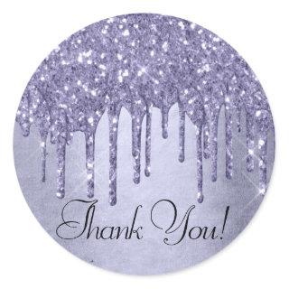 Dripping Purple Glitter | Lavender Icing Thank You Classic Round Sticker