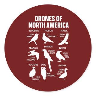 Drones Of North America Birds Field Guide These Classic Round Sticker