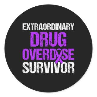 Drug Overdose Awareness Warrior Survivor 24  Classic Round Sticker