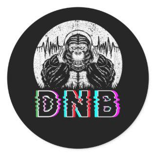 Drum and Bass Electronic Gorilla Vaporwave Music Classic Round Sticker