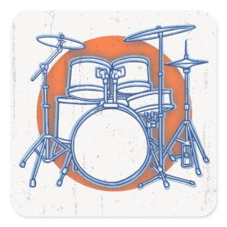 Drum Kit Offset Square Sticker
