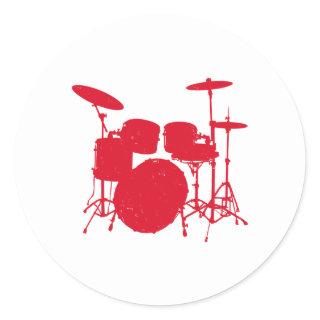 Drum Kit Silhouette Classic Round Sticker