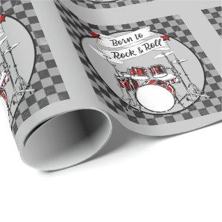 Drummer Born to Rock & Roll Drum Musician Gift Wra