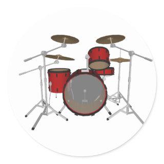 Drums: Red Drum Kit: 3D Model: Classic Round Sticker