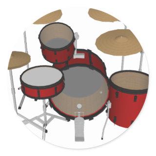 Drums: Red Drum Kit: 3D Model: Classic Round Sticker
