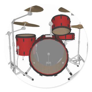 Drums: Red Drum Kit: 3D Model: Classic Round Sticker
