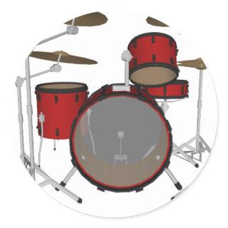 Drums: Red Drum Kit: 3D Model: Classic Round Sticker