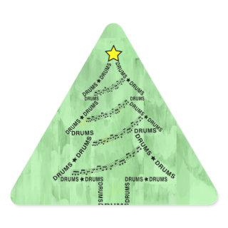 Drums Text Christmas Tree  Triangle Sticker