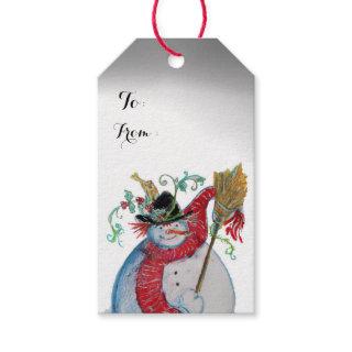 DRUNKEN SNOWMAN WITH BIRDS GIFT TAGS