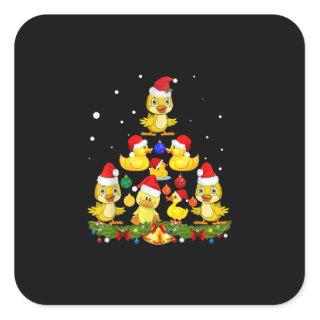 Duck Christmas Tree Square Sticker