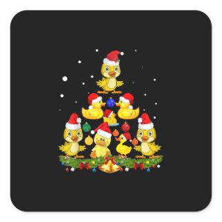 Duck Christmas Tree Square Sticker