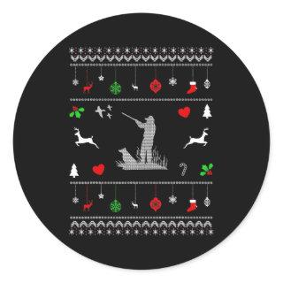 Duck Hunting Ugly Christmas Design Hunter Classic Round Sticker