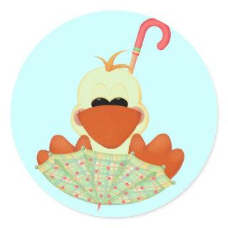 Duck on Umbrella T-shirts and Gifts Classic Round Sticker