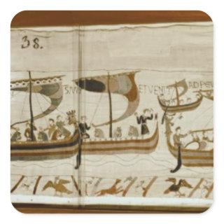 Duke William and his fleet cross Pevensey Square Sticker