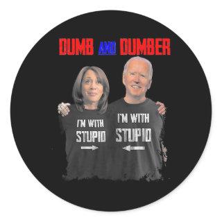 Dumb And Dumber Haris And Biden Vote For Trump 202 Classic Round Sticker