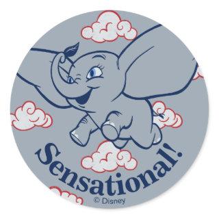 Dumbo | Cartoon Dumbo Flying With Feather Classic Round Sticker