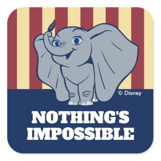 Dumbo | Cartoon Dumbo Holding Up Feather Square Sticker