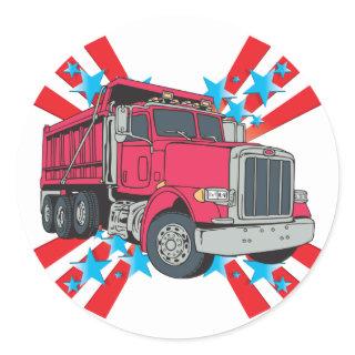 Dump Truck Stars Classic Round Sticker