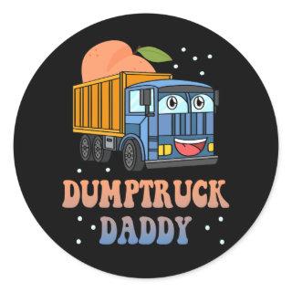 Dumptruck Daddy Retro Groovy Father Day Constructi Classic Round Sticker