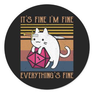 Dungeon Crawler Dragon Master Cat I'm Fine Classic Round Sticker