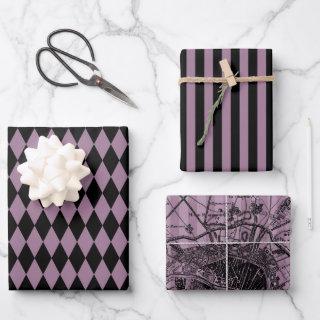 Dusky Purple and Black Paris themed  Sheets