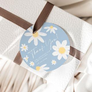 Dusty Blue Boho Daisy Flower Favor Tags