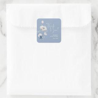Dusty Blue Bridal Shower Favor Thank You Square Sticker