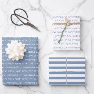 Dusty Blue Custom Happy Birthday With Love   Sheets