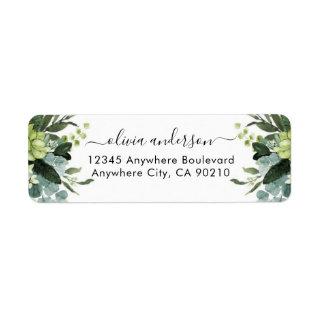 Dusty Blue Eucalyptus Greenery Succulent Wedding   Label