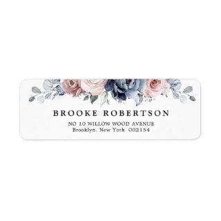 Dusty Blue Mauve Rose Pink Slate Floral Wedding  L Label