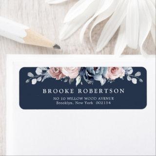 Dusty Blue Mauve Rose Pink Slate Floral Wedding  L Label