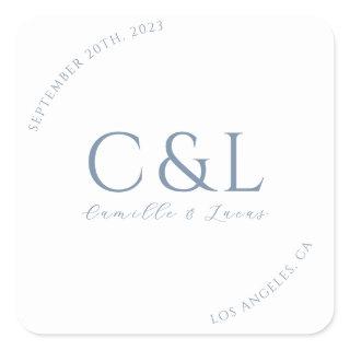 Dusty Blue minimal wedding classic round sticker