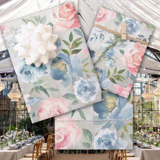 Dusty Blue Peony & Pink Roses Garden  Sheets