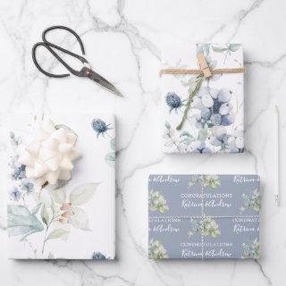 Dusty Blue Watercolor Floral  Sheets