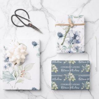 Dusty Blue Watercolor Floral  Sheets