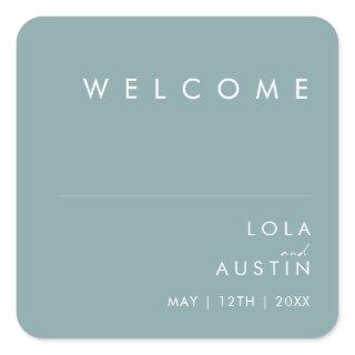 Dusty Boho | Blue Wedding Welcome Square Sticker