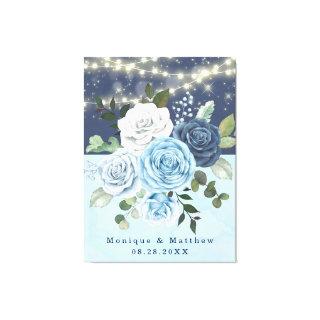 Dusty Navy Blue Peony Country Lights Wedding Canvas Print