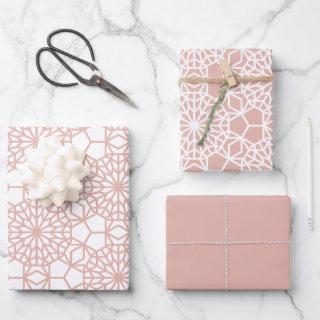 Dusty Pink Arabesque Geometric Pattern  Sheets