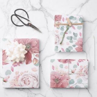 Dusty Pink Flowers Elegant Botanical Pattern  Sheets