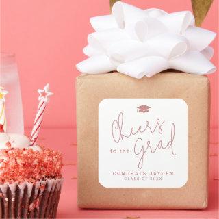 Dusty Pink Simple Modern Script Cheers Graduate  Square Sticker